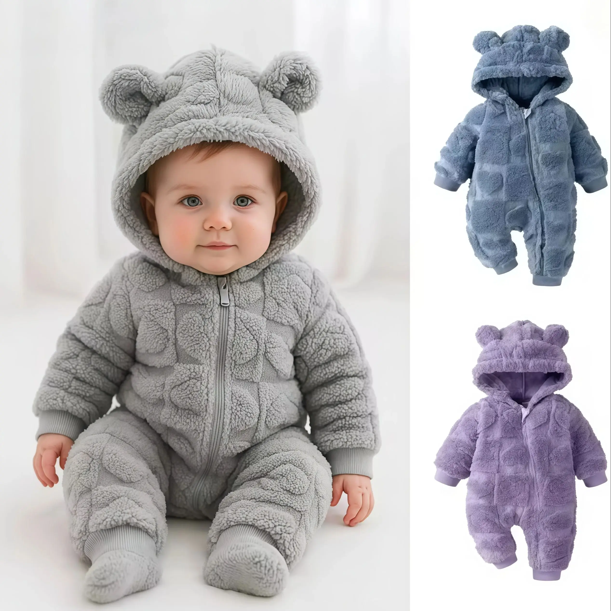 

0-18 Months Newborn Baby Romper Winter Thicken Flannel Warm Clothes Infant Boy Girl Oneies Pyjamas Kids Cute Hooded Jumpsuits