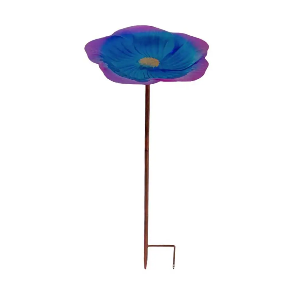 Ground Metal Flower Bird Bath With Shepherd Hook Bird Courtyard Feeding Bird Home Garden Outdoor Decoration Feeder B0D2