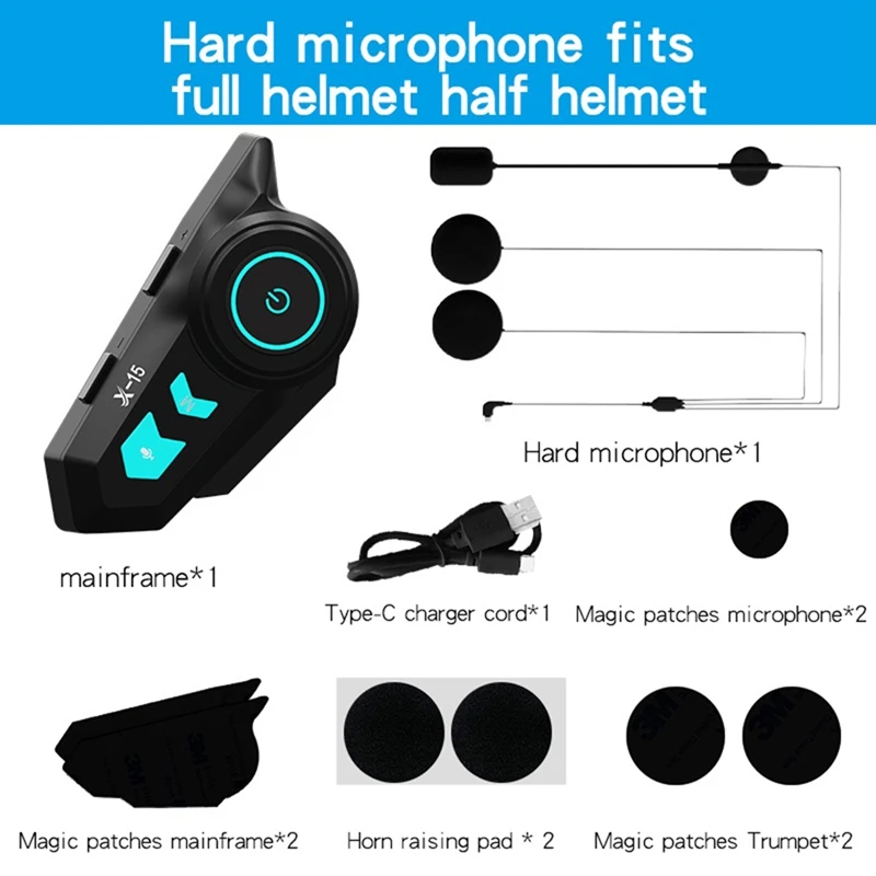 

SCLS X-15 Helmet Bluetooth Headset Motorcycle Bluetooth Headset Riding HD Call Headset IP65 Waterproof Headset