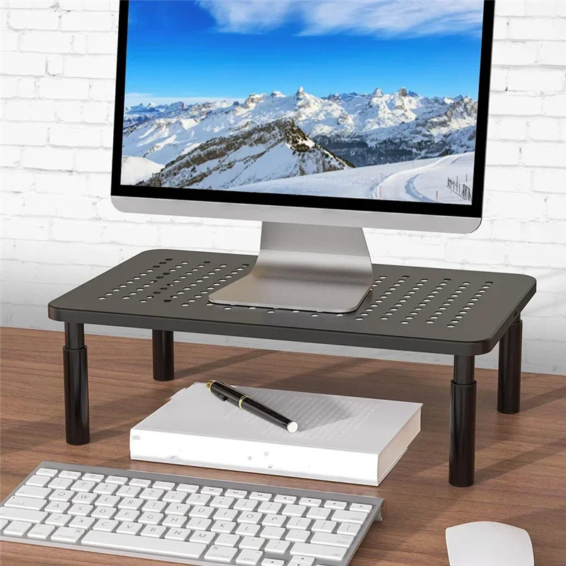 Soporte de Monitor Telescópico Ajustable, Soporte de Escritorio Elevado para Pantalla de PC, Reduce la Tensión del Cuello, Solución de Almacenamiento para Oficina, Soporte para Computadora