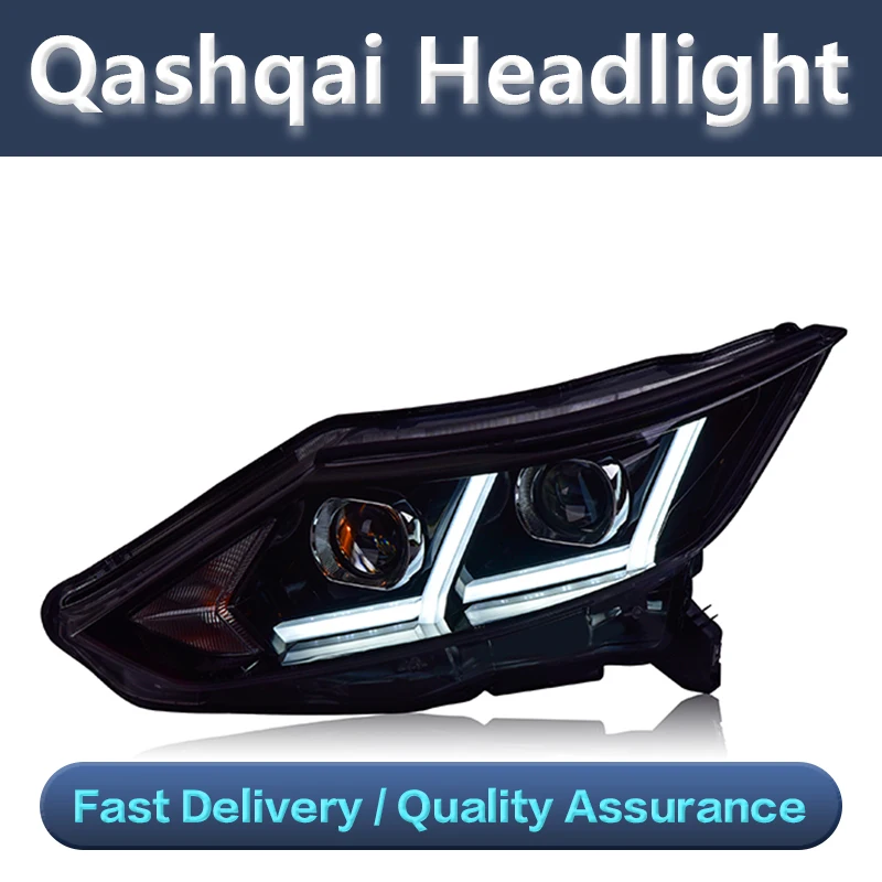 For nissan qashai headlight 2016-2019 Year Front Light With Day Running Light Turning Lights With Be-xenon LENS