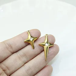 5pcs Stainless Steel Polished Star Jewelry Charms Pendant DIY Handcraft  Vacuum Plate Waterproof Antiallergic