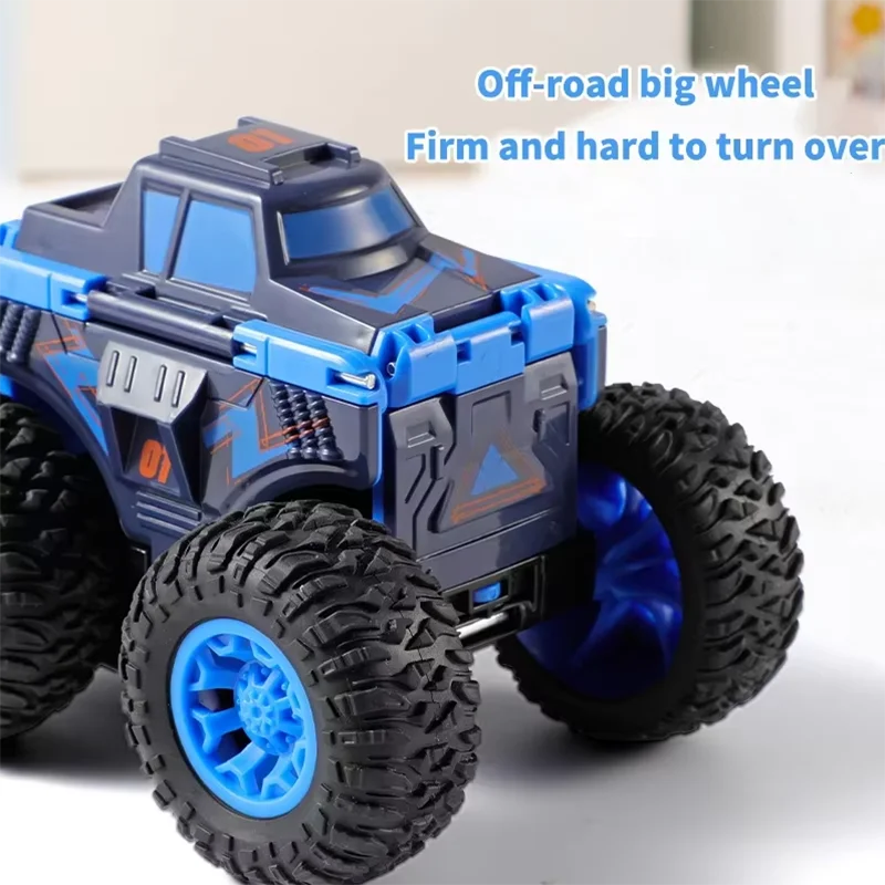 Children's simulated off-road vehicle with double-sided deformation inertia cartoon dinosaur resistant toy car