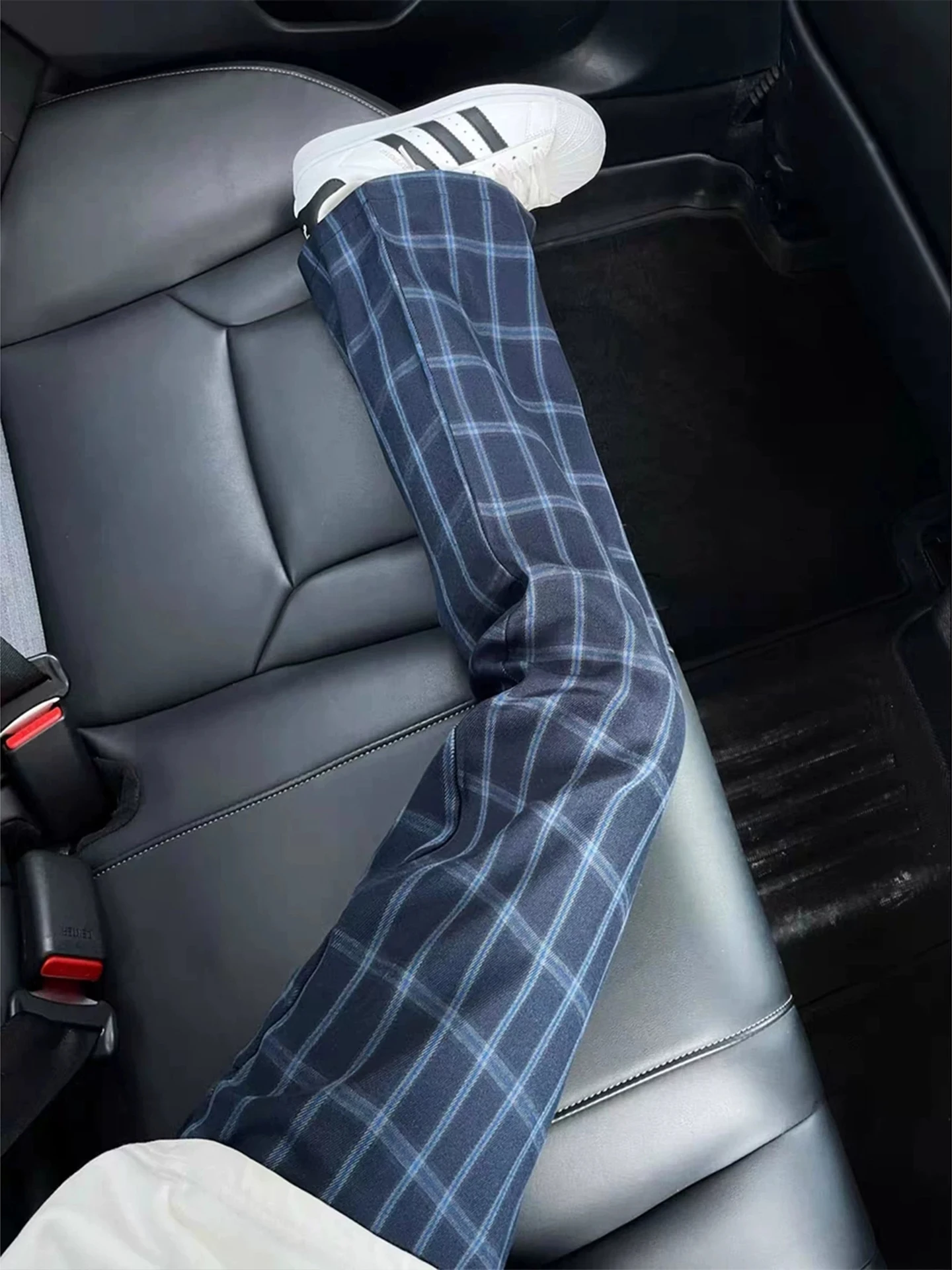 Lightweight Breathable American Plaid Men's Summer Sport Pants Straight Leg Casual Long Trousers Slimming Effect Loose Fit