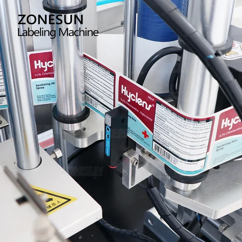 ZONESUN ZS-TB550 آلة وضع العلامات الأوتوماتيكية لخط التعبئة والتغليف الزجاجي البلاستيكي المضلع السداسي المستدير