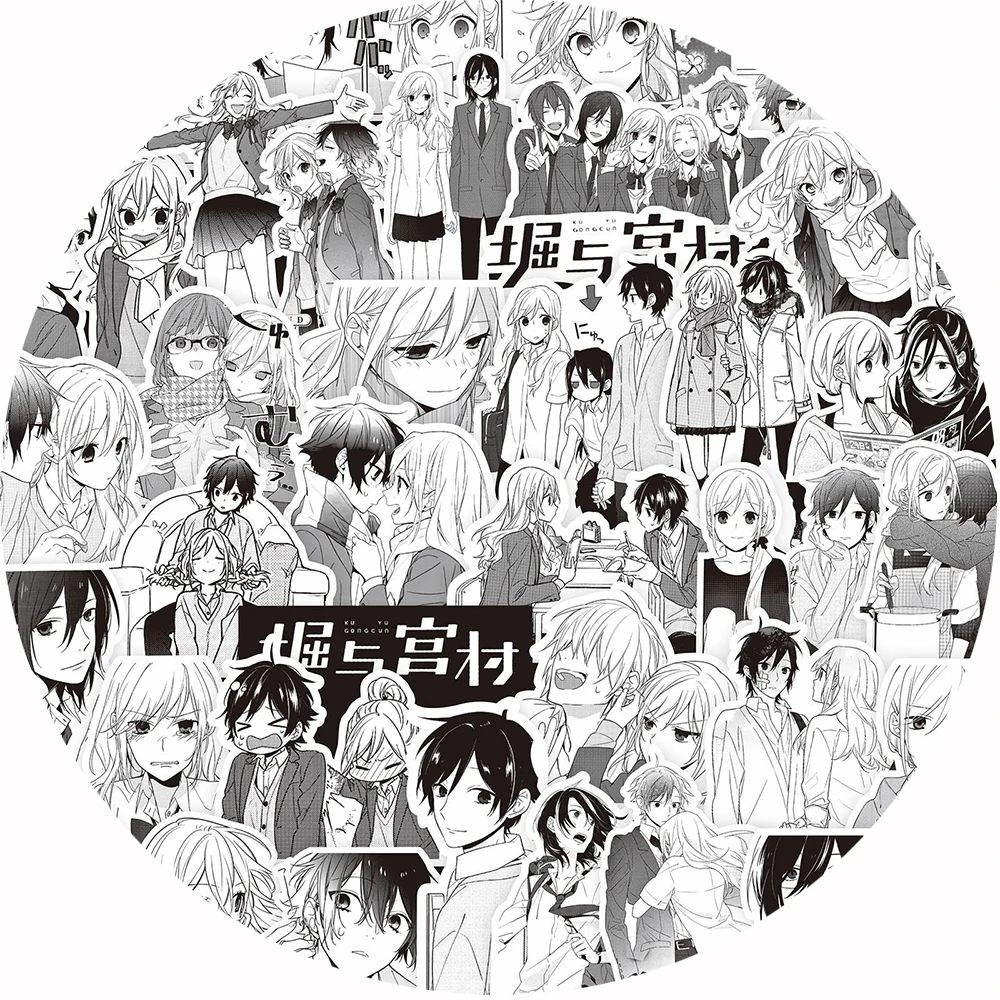 10/35/70pcs Black And White Horimiya Anime Stickers Miyamura Hori Kyoko  Sticker Laptop Skateboard Notebook Motorcycle Decals