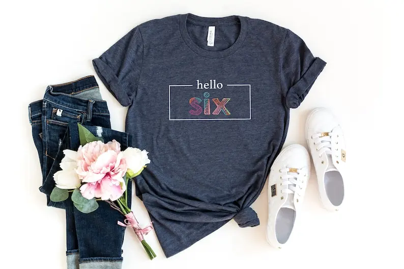 Six Birthday Shirt Girl, 6th Birthday Six Year Old Girl Shirt, old Birthday Sixth Gift Short Sleeve Top Tees O Neck 100% Cotton
