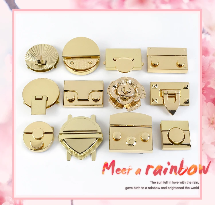 1Pc Gold Metal Clasp Turn Lock Twist Locks Bag Decoration Buckles Handbag Purse Closure Clasps DIY Hardware Replace Accessories