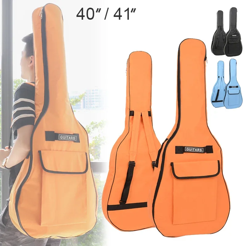 40/41 Inch Oxford Stof Akoestische Gitaar/Elektrische Gitaar Dubbele Bandjes Gewatteerde Gitaar Soft Case Gig Bag Waterdichte Rugzak