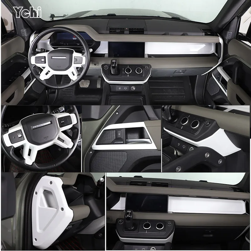 

ABS White For Land Rover Defender 90 110 2020-23 Car Central Control Protection Cover Decorative Patch Car Interior Accessories