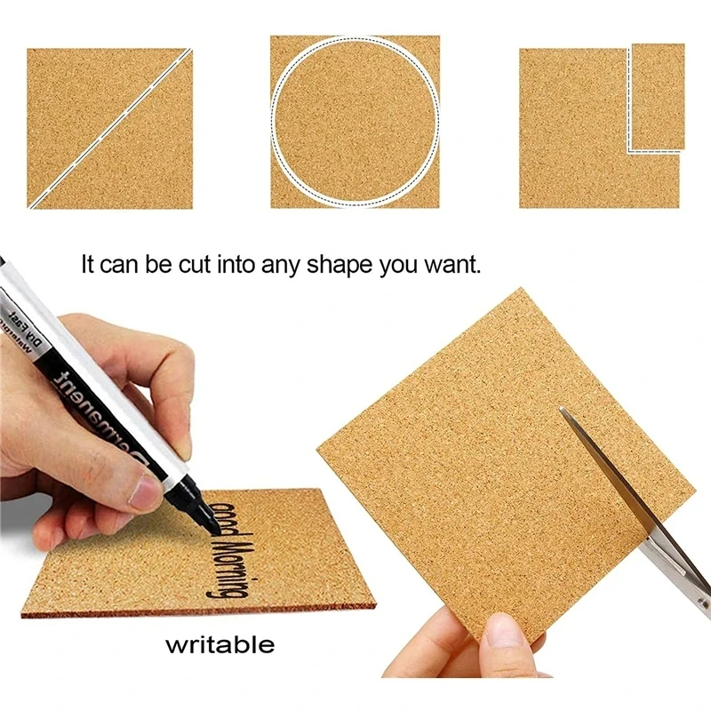10PCS Square Round Self-adhesive Cork Coasters Round Wood Dorm Water Cup Cabinet Furniture Mats