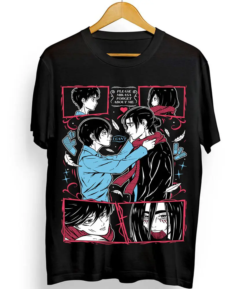 Attack On Titan Eren and Mikasa T-Shirt Girl Horror Anime AOT Shirt All Size