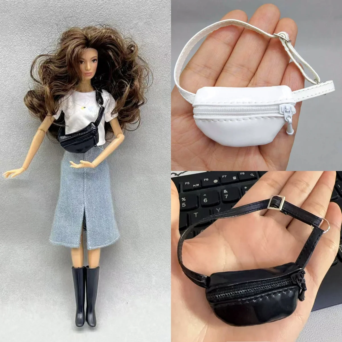 Fashion Simple Leather Waist Bag Crossbody Bag For 1/6 FR Babi Supermodel Doll Daily Dress Up 30cm Doll Storage Bag Accessories