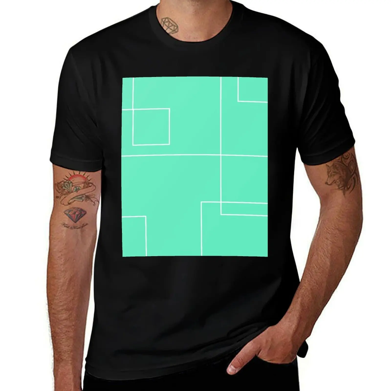 Side Order Teal Paint Chip T-Shirt oversized new edition mens t shirts casual stylish