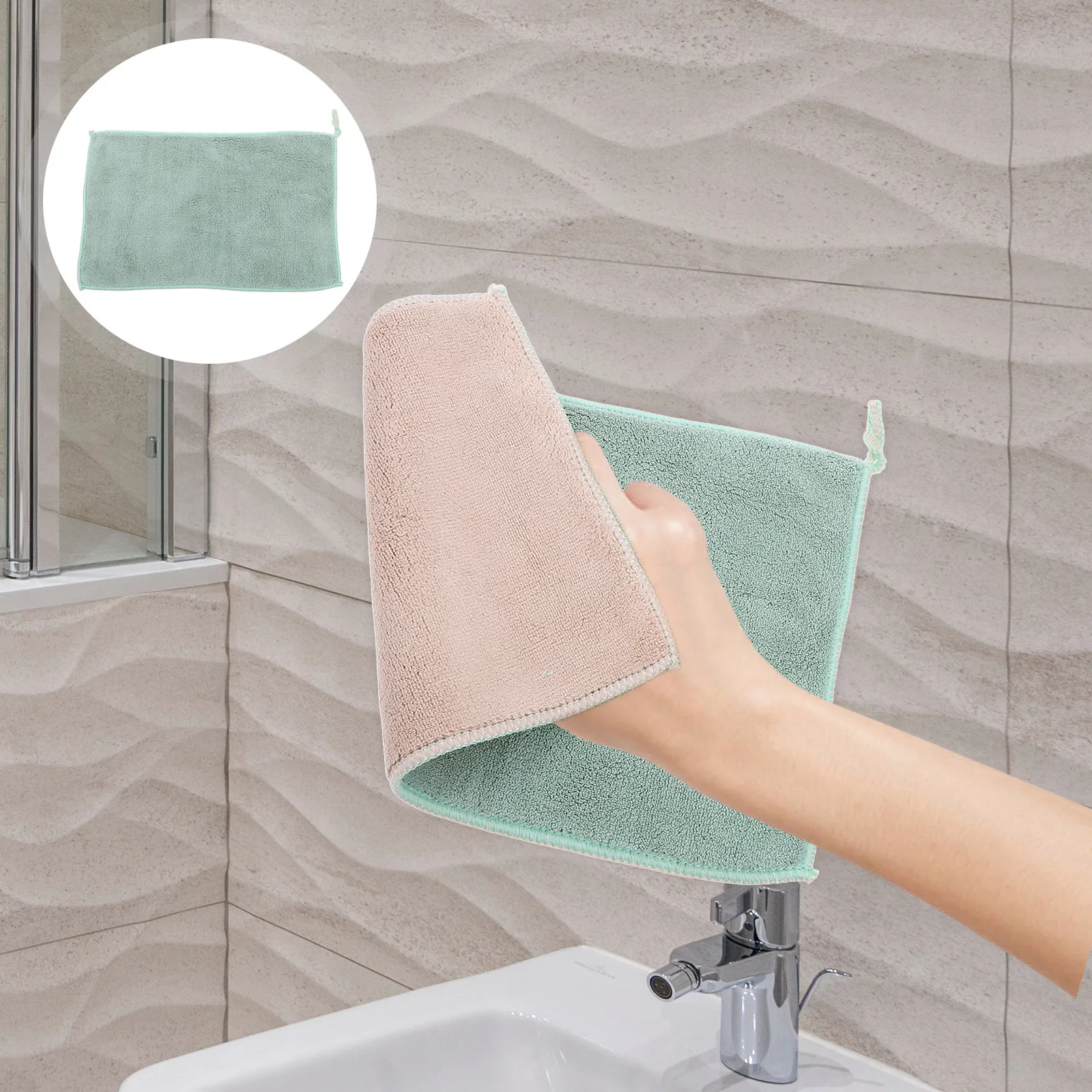 

2 Pcs Wash Cloth Cleaning Cloths Dish Washing Towel Scouring Pad Green Fiber
