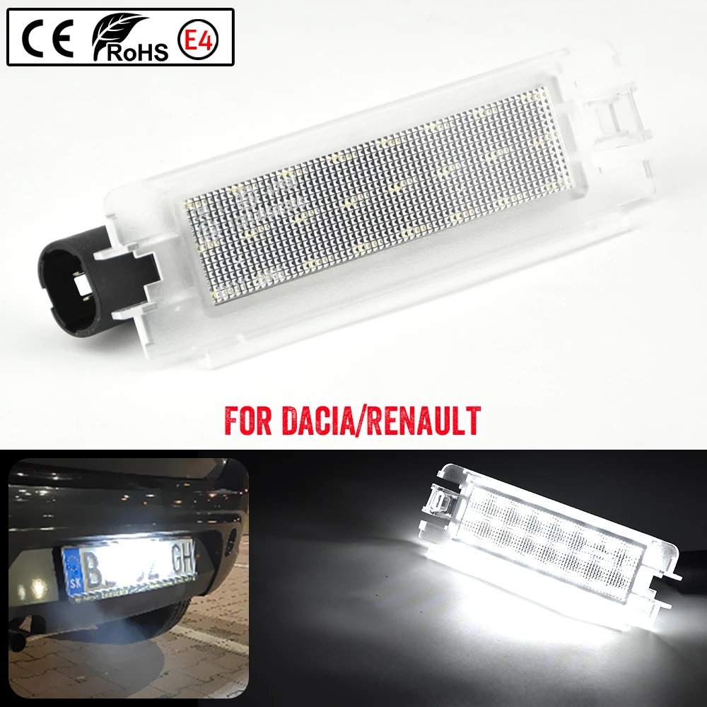 For Dacia Sandero II 2013-UP Logan II 2013-UP High Brightness White LED License Number Plate Lamp Light