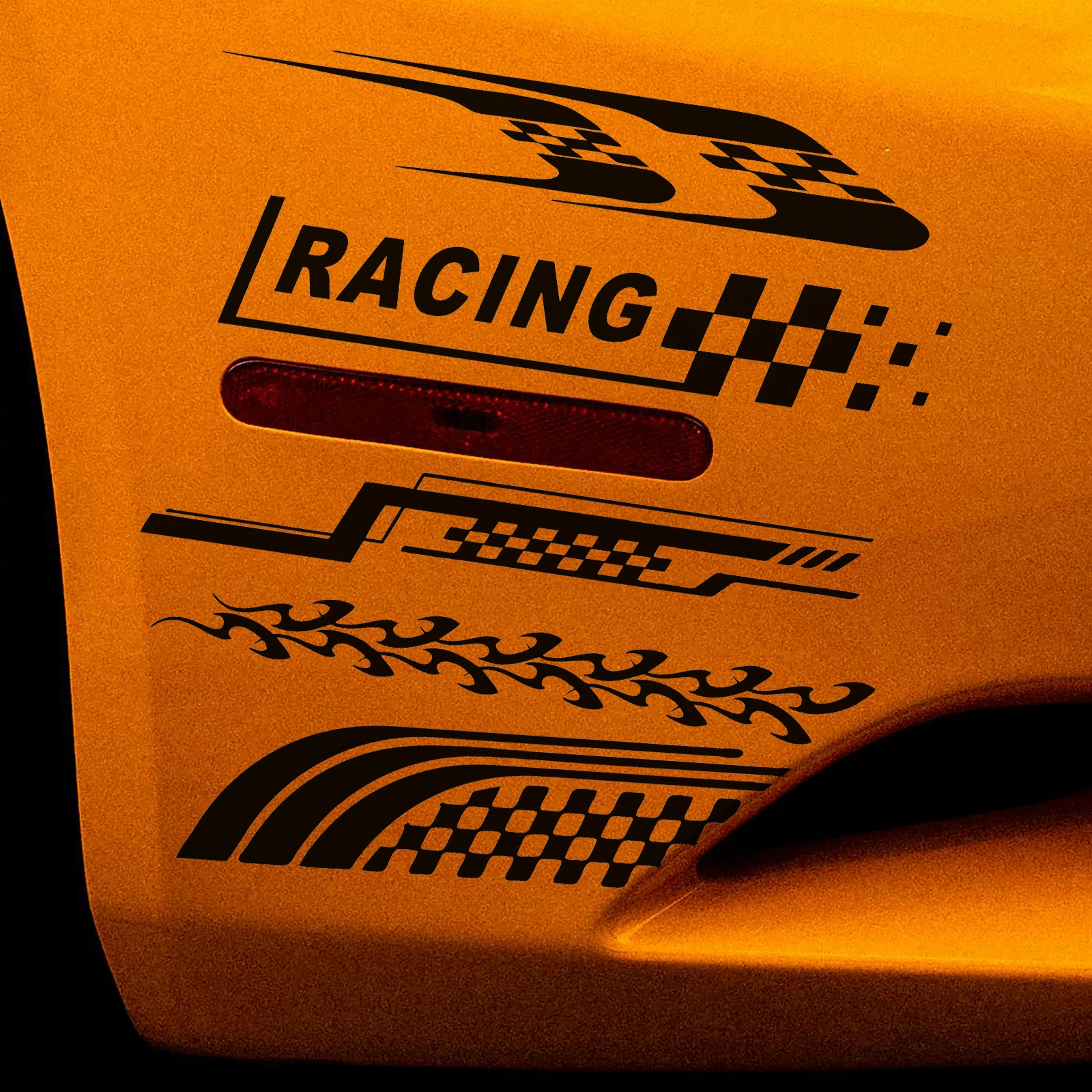 

1 комплект наклеек в клетку с гоночным стилем (несколько дизайнов, черно-белые) - крутая декоративная виниловая наклейка для кузова автомобиля и мотоцикла