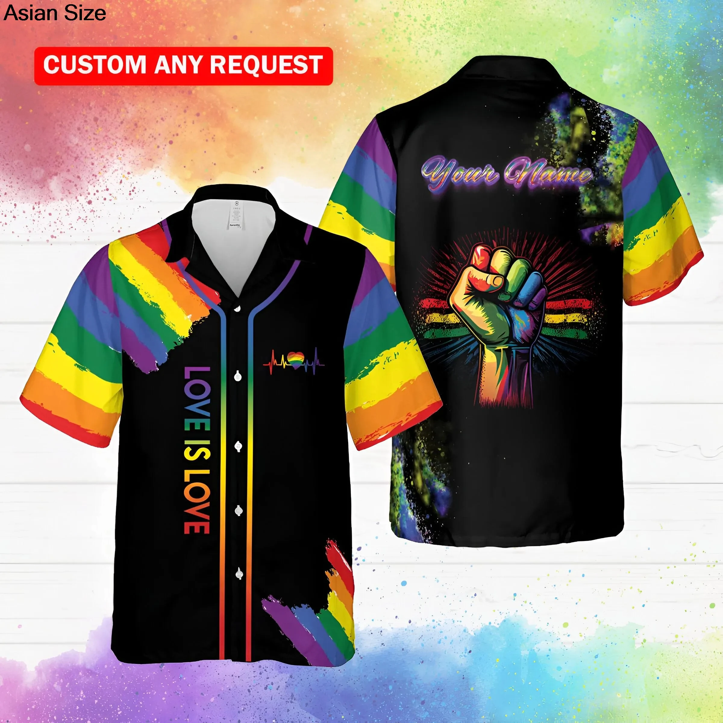 LGBT Be Proud Rainbow Hawaiian Shirt, Love Wins Hawaii Shirt, Pride Button Up Shirt, LGBT Pride Month Shirt, Geschenk für LGBTQ Tops