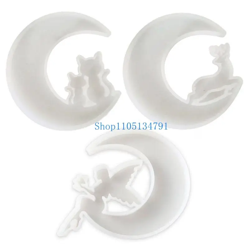 98 كم الأشعة فوق البنفسجية راتنجات الكريستال الحرف الايبوكسي الحرف صب قالب المجوهرات المصنوعة يدويًا قالب حيوان قمر القمر.