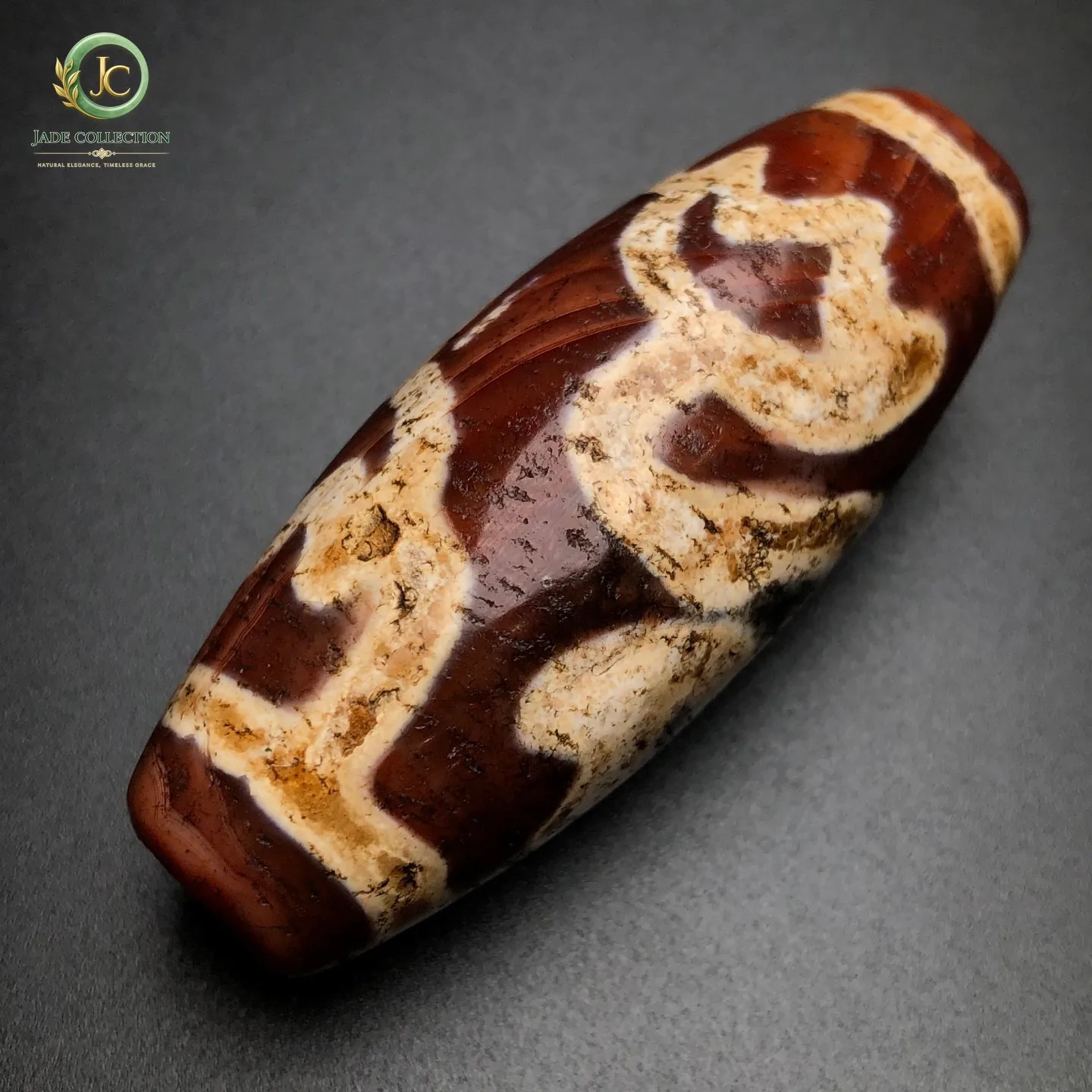 Rare Tibetan Buddhism Agate Lotus Totem Dzi Bead Amulet Necklace Pendant G979