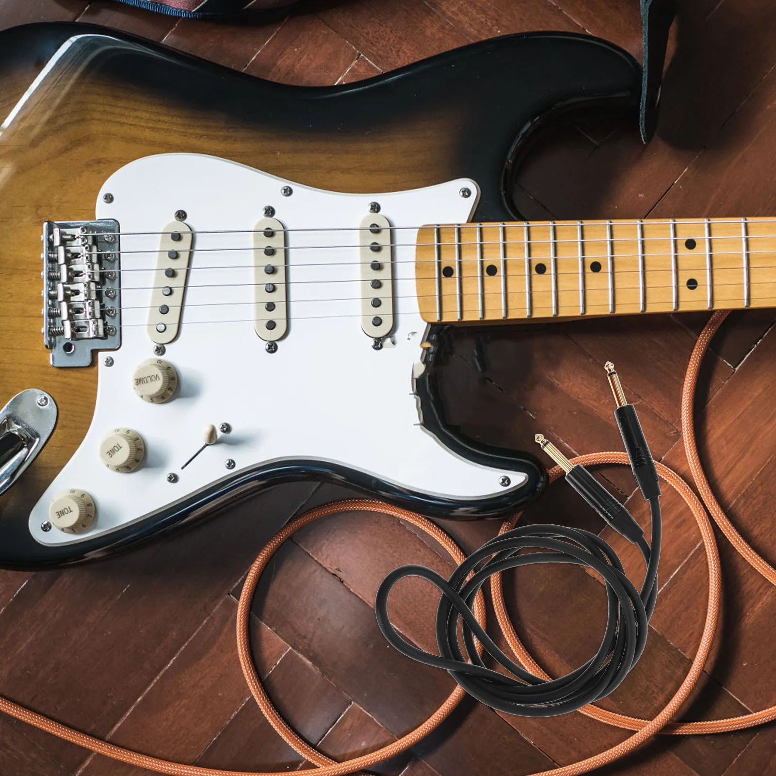 

2M Guitar Cable 6.35Mm Gold Plated Dual Shielding Audio Line For Electric Guitar Mixing Console Recording Studio Instrument Cord