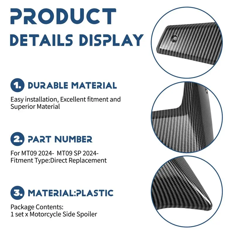 

Superior-MT-09 Gen 4 MT09 MT-09 SP 2024 2025 Motorcycle Side Spoiler Naked Deflector Aerodynamic Wing For