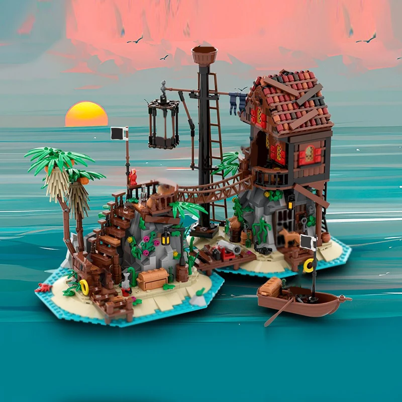 Medieval Castle Model MOC Building Bricks Pirate Forbidden Island Modular Technology Gifts Holiday Assemble Children Toys Suit