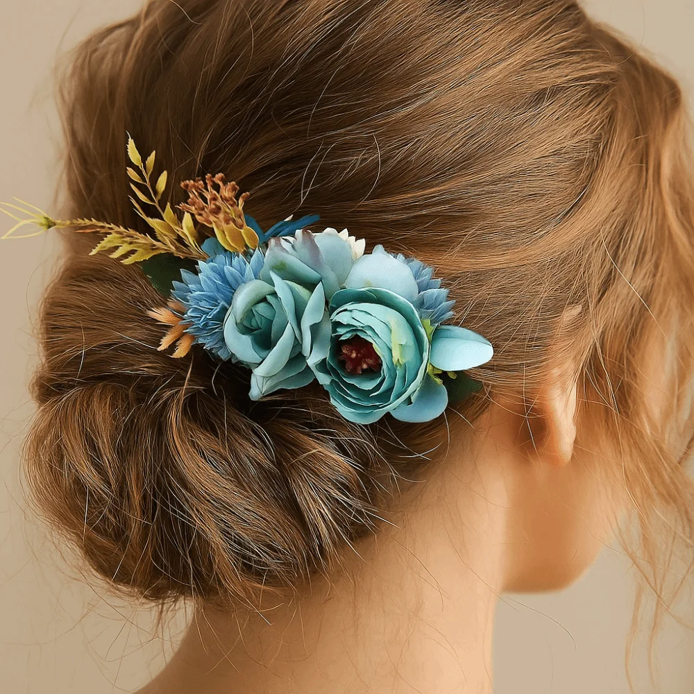 

Exquisite Multicolor Flower Hair Combs Cloth Alloy Thai Toothed Insert Comb Bohemian Ethnic Style Hair Accessories Thailand