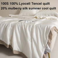 100S 100% Lyocell Tencel Summer Cool Quilt 20% Mulberry Silk Cooling Comforter Bed Sofa Hotel Travel 1.5*2/2*2.3m Summer Quilts