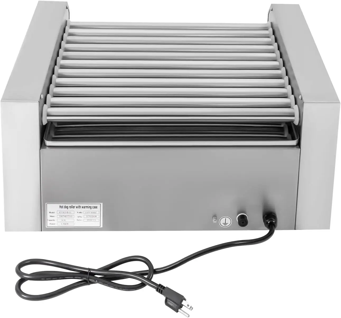 HHD11AS التجارية السجق شواء طباخ الفولاذ المقاوم للصدأ آلة شواء الكهربائية الفرنسية هوت دوج الأسطوانة مع كعكة دفئا