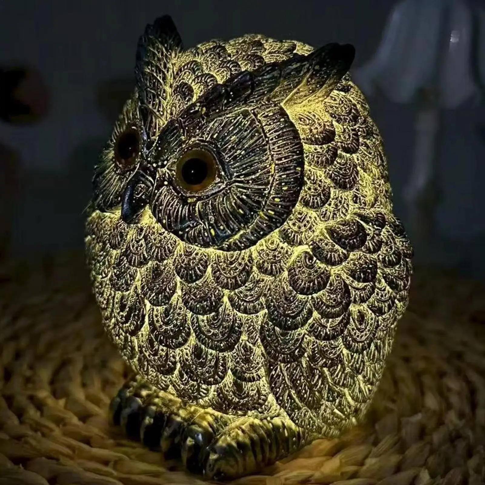 Owl Night Light 3D LED Resin Soft Lamp Kids Night Light for Bedroom Winter Bedside Desktop Tabletop Hallway Toilet School