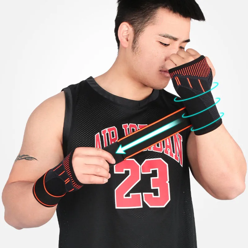 Wrist Compression Sleeve Adjustable Wrist Support Strap Hand Brace for Workout Carpal Tunnel Sports Wrist Cover Bandage Knitted