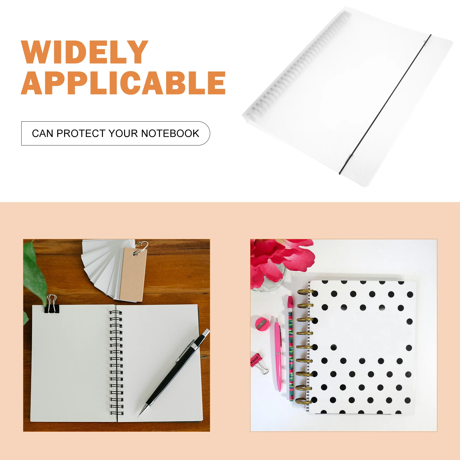 

1pc Clear Binder Cover PP Material Lightweight Anti-Slip Easy Clean Notebook Protector for Diary Travel Journal Planner