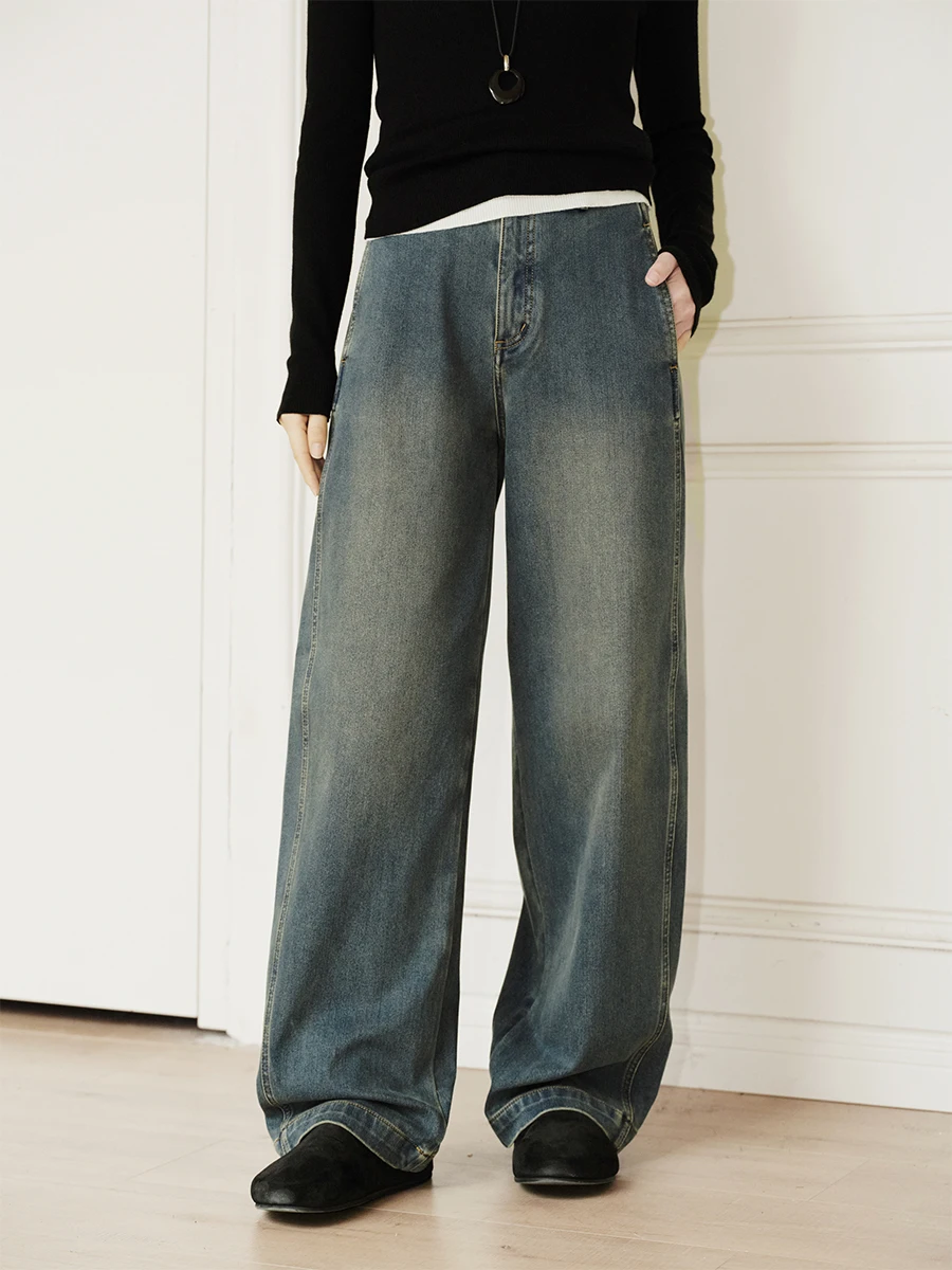 

Джинсы Amyy Studios: комфортные, из смесового лиоцелла и хлопка, в стиле ретро, с 3D-изогнутым кроем, повседневные, прямые, стрейч, с высокой талией, женские