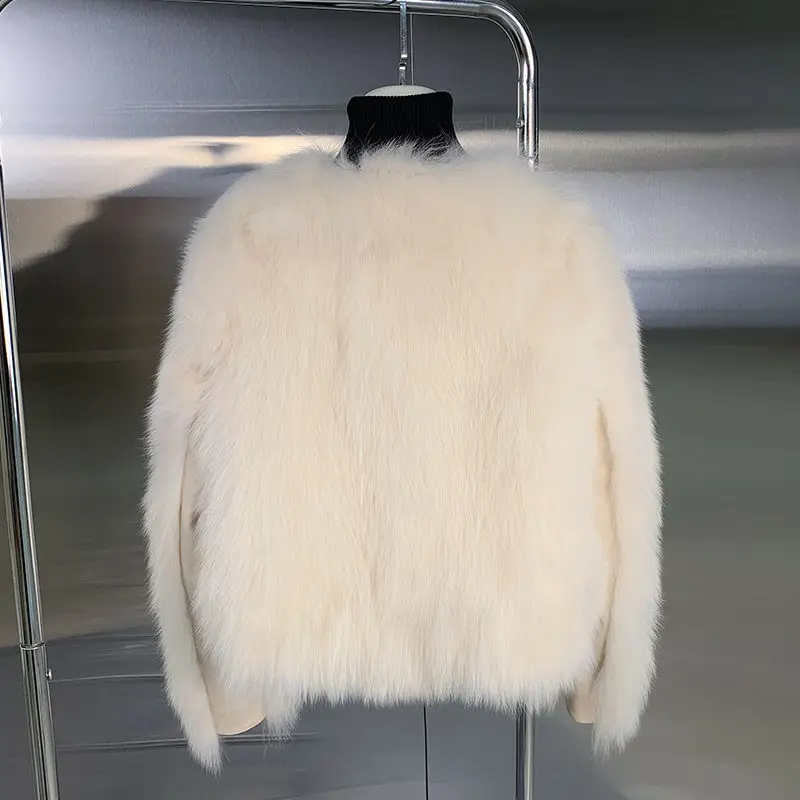 Women's Models Fall Winter Coat Coat Small Perfume Wind Imitation Fox Fur Fur Outwear Design Sense Luxury Brand Simple Fashio