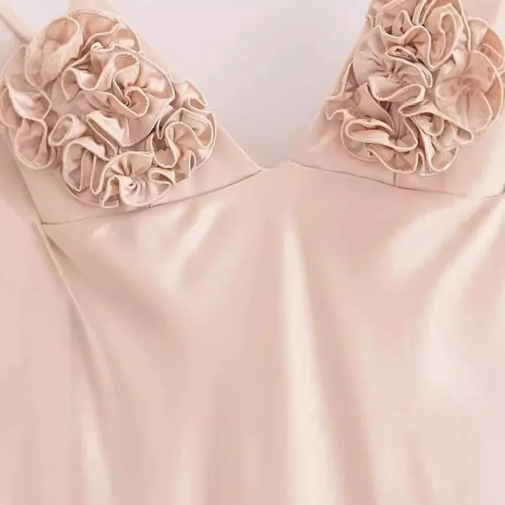 Robes longues élégantes en Satin pour femmes, nouvelle mode froncée, stratification, dos nu, Sexy, mi-longue, robes de soirée, été, 2025