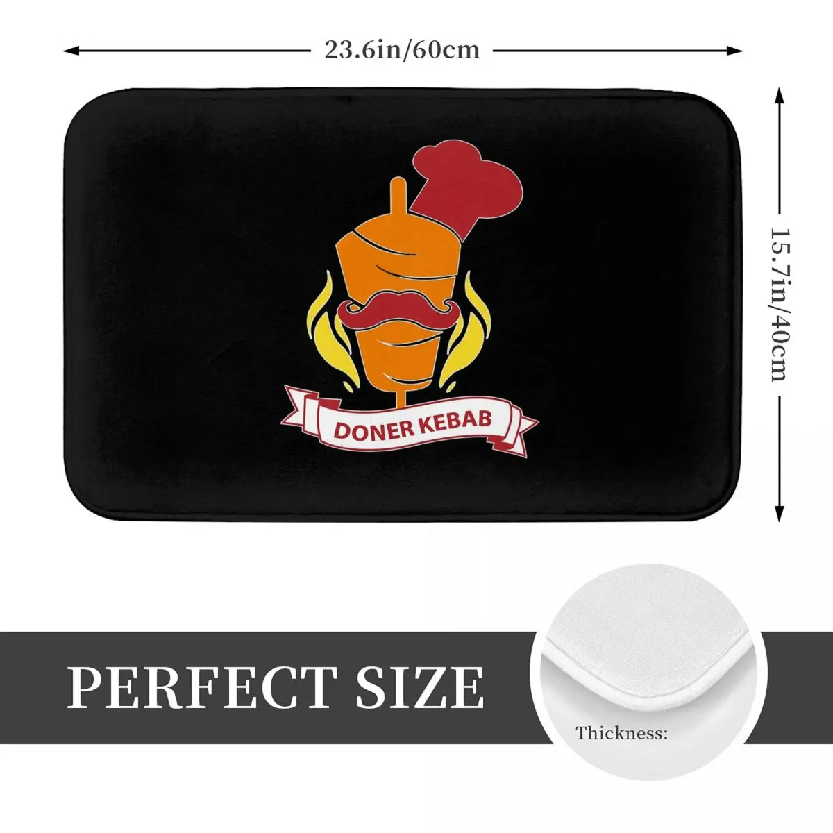 Doner Kebab Logo Doormat Kitchen Entrance Home Floor Mat Non-slip Carpet Rug for Balcony Footpad Mats
