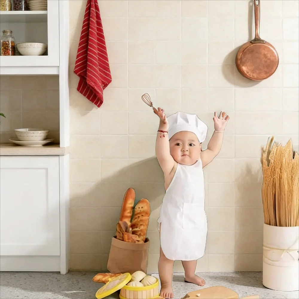 

Тематический наряд для детского шеф-повара, художественная реквизит для фотосъемки новорожденных с шляпой шеф-повара