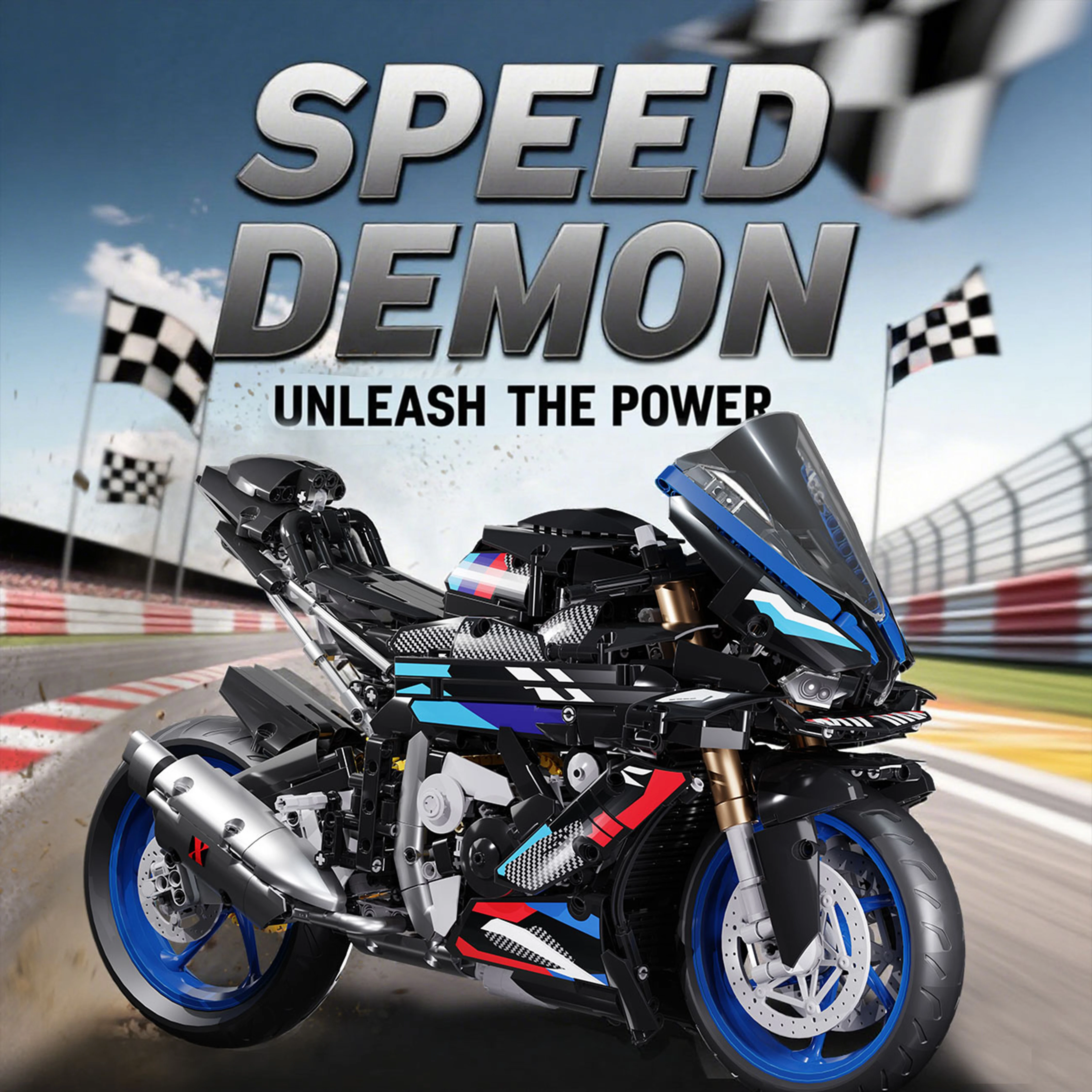 1900+PCS 1:5 Racing Motorbike Mechanical Group Building Blocks Advanced Assembly Toy Model Kit for Experienced Builders