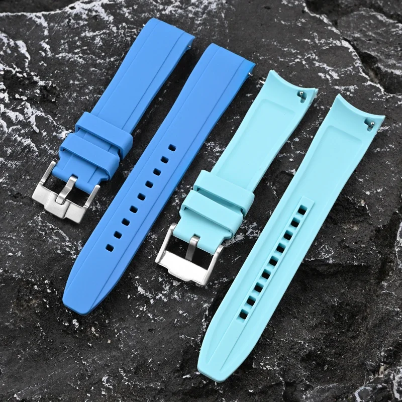 New Curved Rubber Strap for Omega x Swatch Moonswatch Blue Moon Quick Release Waterproof Replace Watch Band for Men Women 20mm