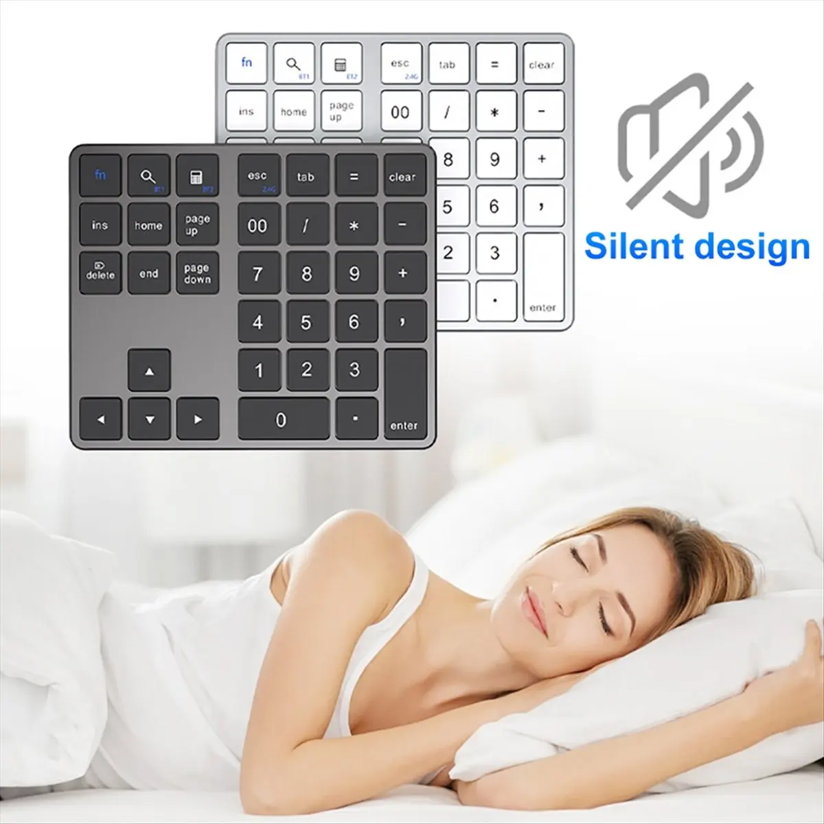 A60P Dual Bluetooth Numeric Keypad 2.4Ghz Wireless Keyboard K35 Digital Keyboard 300mAh Rechargeable Numpad Black