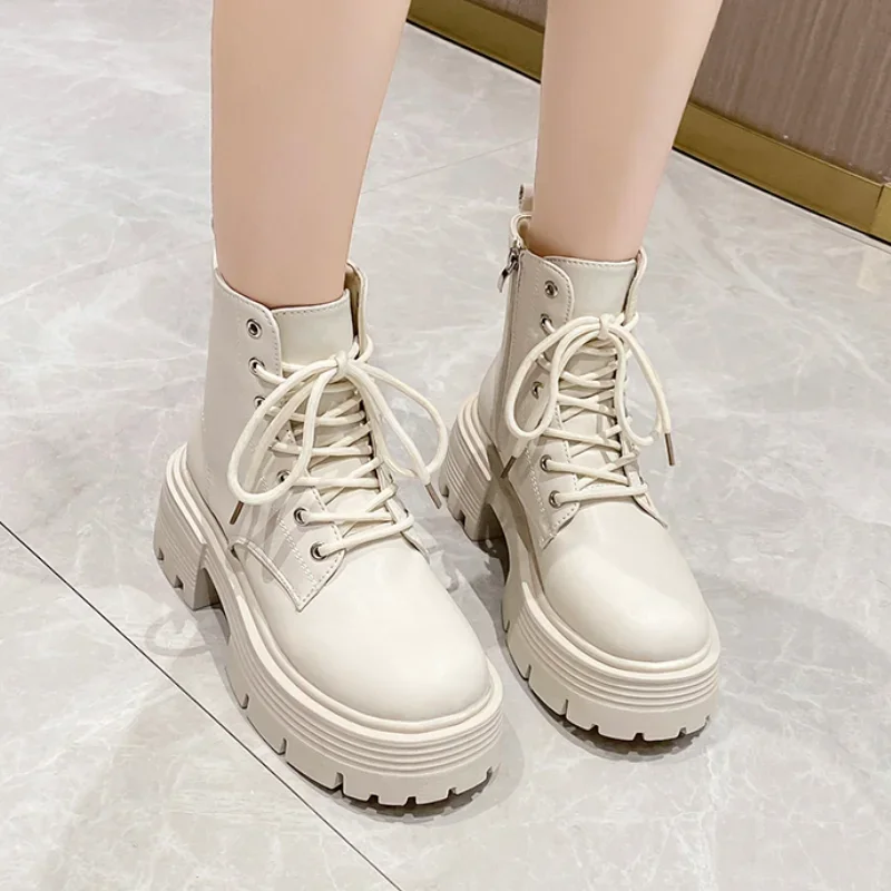 Martin Boots Women's 2023 Autumn/Winter Thick Sole Short Boots Leather Ankle Boots Women's Anti Slip Lightweight Short Boots