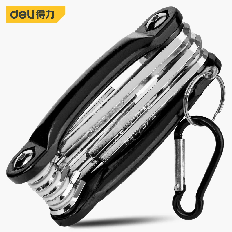 Deli 8 /9 Pcs Folding Allen Wrench Set, Metric Allen Key Set Tool, Portable Hex Key Set for Home Repair, General Applications