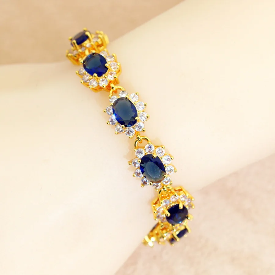 Elegant More Color Zirconia Dubai Bracelet for Women 18k Gold Plared Wedding Jewelry Birthday Gift