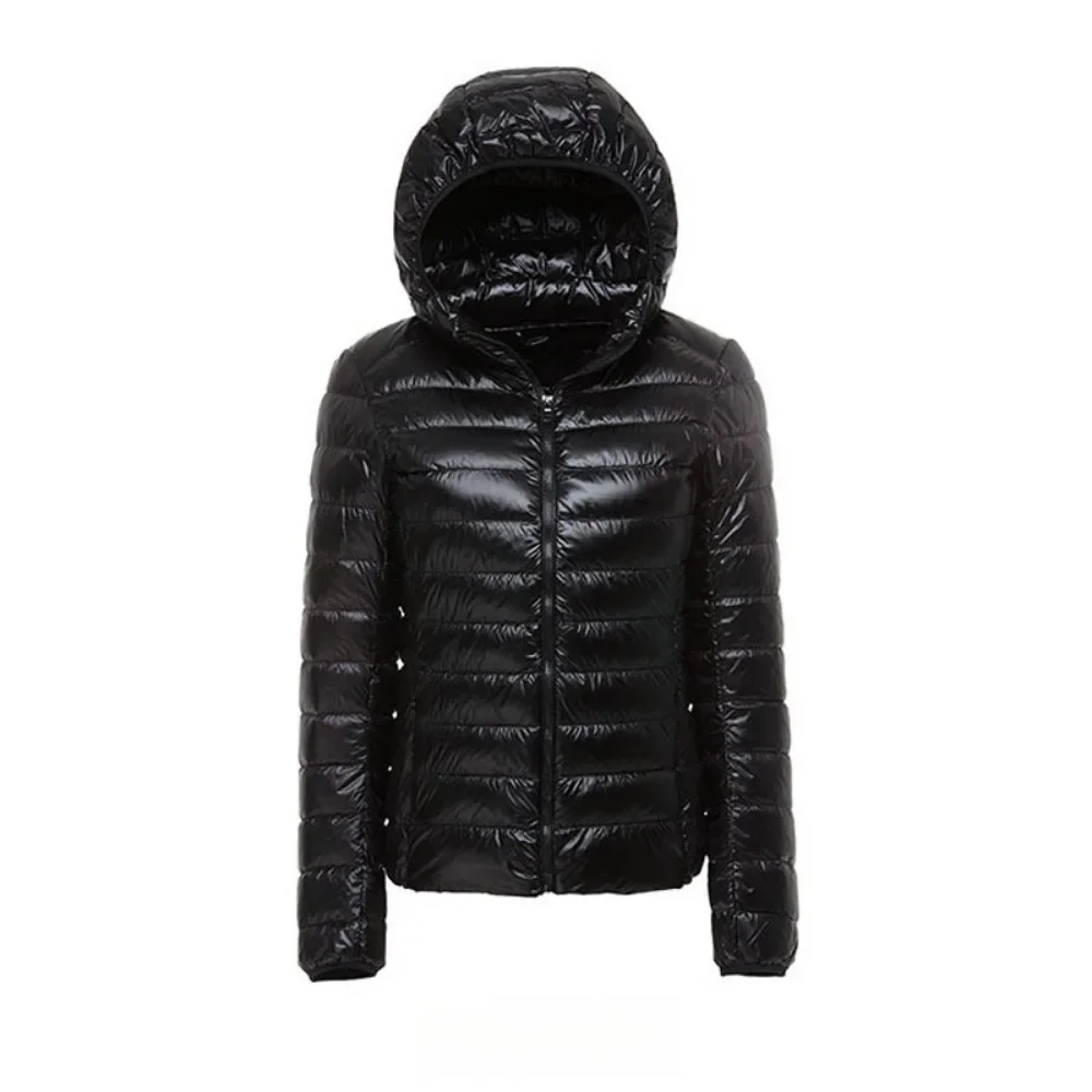 Imagem -04 - Jaqueta Ultraleve com Capuz para Mulheres Jaqueta Fina Puffer Outwear Feminino Mantenha Quente 90 de Pato Branco Outono Inverno 2023