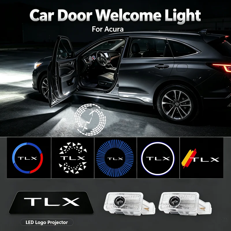 2Pcs HD Ghost Shadow Logo Door Courtesy LED Welcome Projector Lamps For Acura TLX 2015‑2024 Interior Modification Accessories