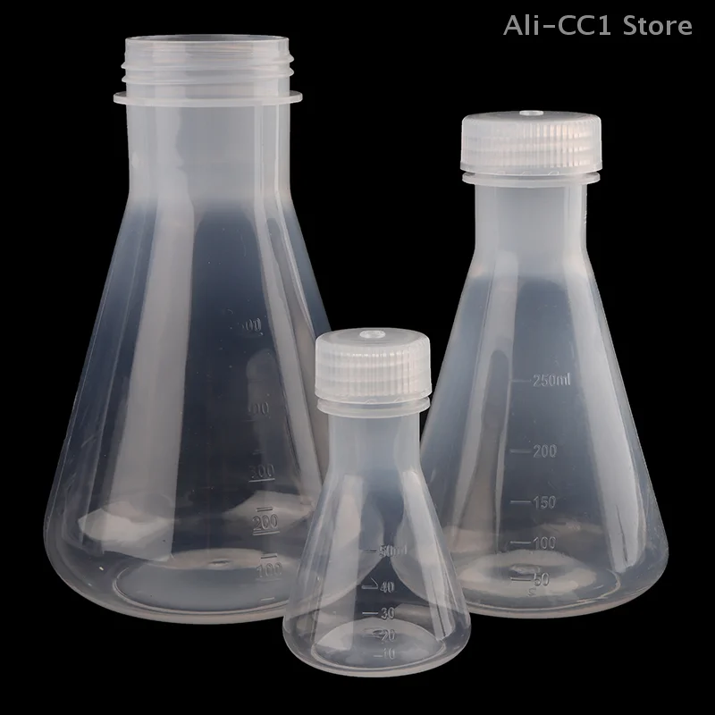 50ml To 1000ml Lab Plastic Erlenmeyer Flask Conical Container Bottle With Screw Cap For Laboratory Experiment