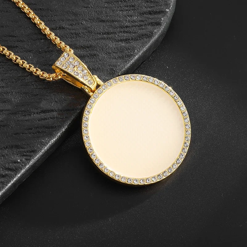Fashionable and Exquisite Round Photo Frame Pendant Necklace for Men and Women Anniversary Casual Jewelry Birthday Gift