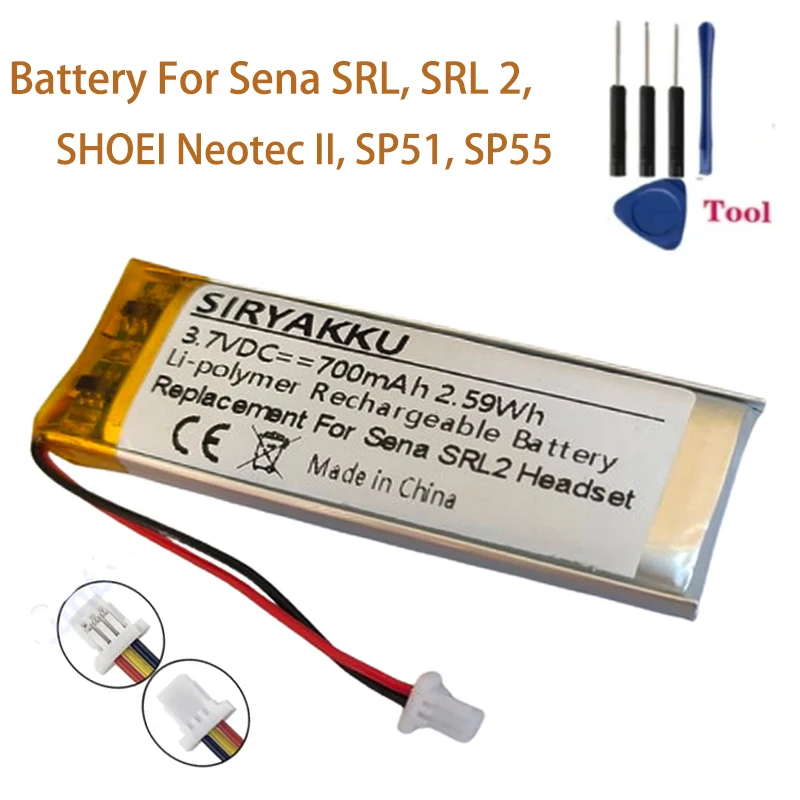 

Replacement 700mAh For Sena SRL, SRL 2 Motorcycle Bluetooth SHOEI Neotec II SP51 SP55 Bluetooth Communication System Srl Battery