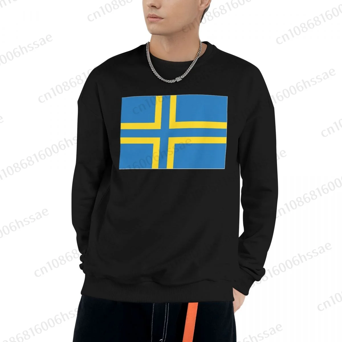 Sweden Flag Men Woman Fall Winter Sweatshirt Round Neck Long Sleeve Length Casual Top